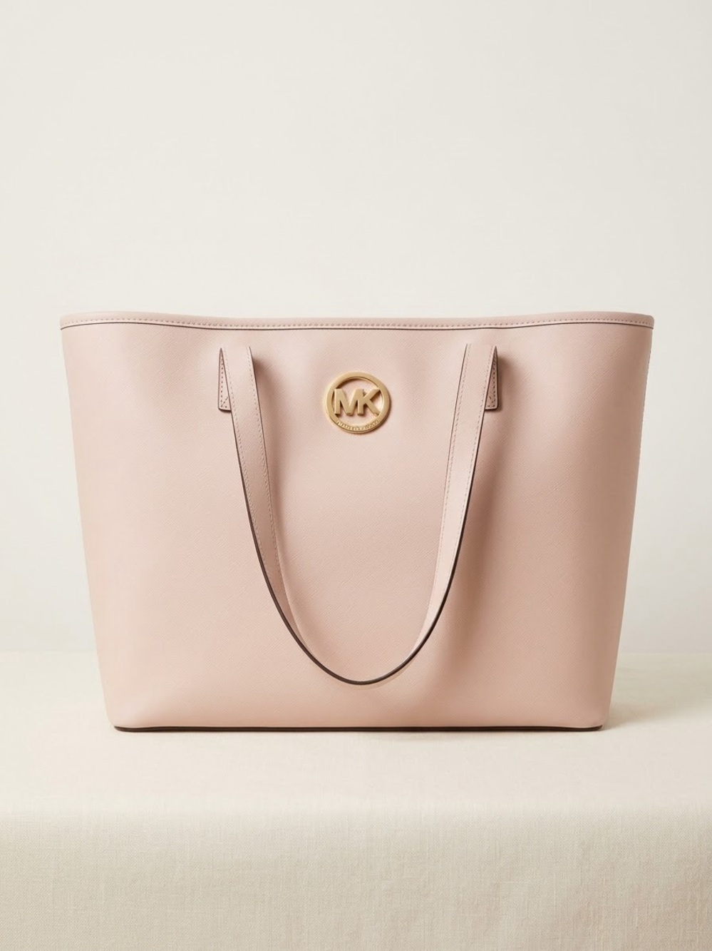 Mint Michael Kors Powder Blush Leather MK Logo Tote Bag